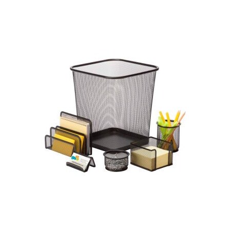 Honey-Can-Do Honey-Can-Do 6-Piece Steel Mesh Desk Organization Set - Black OFC-03491